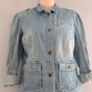 Womens Ladies Eddie Bauer Jean jacket top button down double pocket shirt
